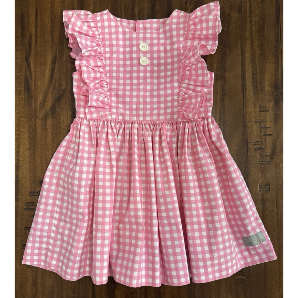 Eleanor Rose Pink And White Gingham Shirley Dress Ruffles Size 4/5